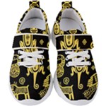 Mexican Culture Golden Tribal Icons Kids  Velcro Strap Shoes