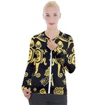 Mexican Culture Golden Tribal Icons Casual Zip Up Jacket