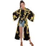 Mexican Culture Golden Tribal Icons Maxi Kimono