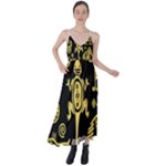 Mexican Culture Golden Tribal Icons Tie Back Maxi Dress