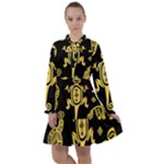 Mexican Culture Golden Tribal Icons All Frills Chiffon Dress
