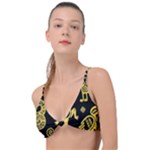 Mexican Culture Golden Tribal Icons Knot Up Bikini Top
