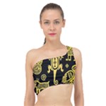 Mexican Culture Golden Tribal Icons Spliced Up Bikini Top 