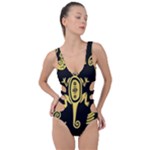 Mexican Culture Golden Tribal Icons Side Cut Out Swimsuit