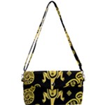 Mexican Culture Golden Tribal Icons Removable Strap Clutch Bag