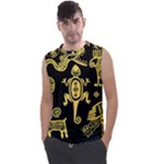 Mexican Culture Golden Tribal Icons Men s Regular Tank Top