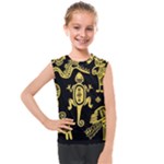Mexican Culture Golden Tribal Icons Kids  Mesh Tank Top