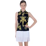 Mexican Culture Golden Tribal Icons Women s Sleeveless Polo T-Shirt