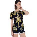 Mexican Culture Golden Tribal Icons Perpetual Short Sleeve T-Shirt
