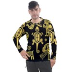 Mexican Culture Golden Tribal Icons Men s Pique Long Sleeve T-Shirt