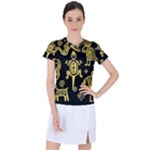 Mexican Culture Golden Tribal Icons Women s Sports Top