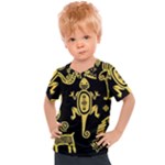 Mexican Culture Golden Tribal Icons Kids  Sports T-Shirt