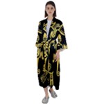 Mexican Culture Golden Tribal Icons Maxi Satin Kimono