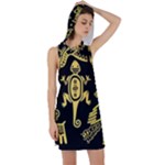 Mexican Culture Golden Tribal Icons Racer Back Hoodie Dress