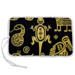 Mexican Culture Golden Tribal Icons Pen Storage Case (S)