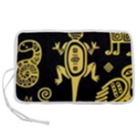 Mexican Culture Golden Tribal Icons Pen Storage Case (M)