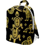 Mexican Culture Golden Tribal Icons Zip Up Backpack