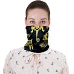 Mexican Culture Golden Tribal Icons Face Covering Bandana (Adult)