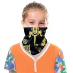 Mexican Culture Golden Tribal Icons Face Covering Bandana (Kids)