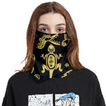 Mexican Culture Golden Tribal Icons Face Covering Bandana (Two Sides)