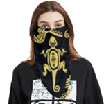Mexican Culture Golden Tribal Icons Face Covering Bandana (Triangle)