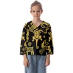 Mexican Culture Golden Tribal Icons Kids  Sailor Shirt