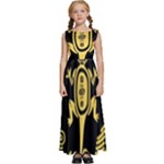 Mexican Culture Golden Tribal Icons Kids  Satin Sleeveless Maxi Dress
