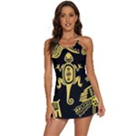 Mexican Culture Golden Tribal Icons 2-in-1 Flare Activity Dress