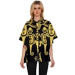 Mexican Culture Golden Tribal Icons Women s Batwing Button Up Shirt