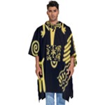Mexican Culture Golden Tribal Icons Men s Hooded Rain Ponchos
