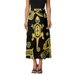 Mexican Culture Golden Tribal Icons Classic Midi Chiffon Skirt