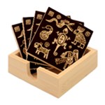 Mexican Culture Golden Tribal Icons Bamboo Coaster Set