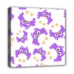 Purple Owl Pattern Background Mini Canvas 8  x 8  (Stretched)