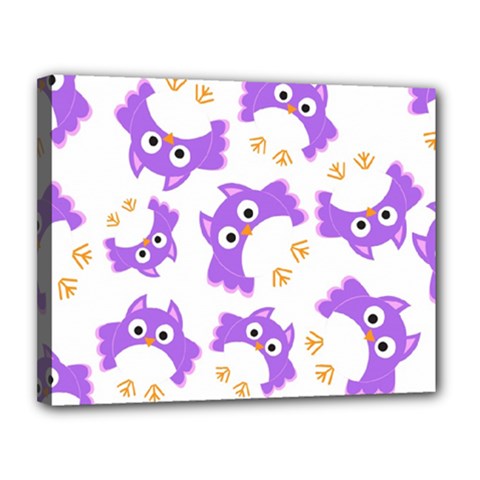 Purple Owl Pattern Background Canvas 14  x 11  (Stretched) from ArtsNow.com
