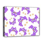 Purple Owl Pattern Background Canvas 14  x 11  (Stretched)