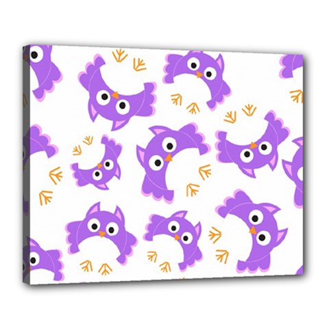 Purple Owl Pattern Background Canvas 20  x 16  (Stretched) from ArtsNow.com