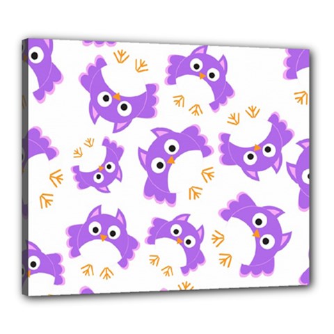 Purple Owl Pattern Background Canvas 24  x 20  (Stretched) from ArtsNow.com