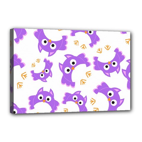 Purple Owl Pattern Background Canvas 18  x 12  (Stretched) from ArtsNow.com