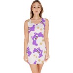 Purple Owl Pattern Background Bodycon Dress