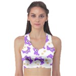 Purple Owl Pattern Background Fitness Sports Bra