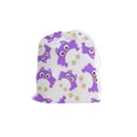 Purple Owl Pattern Background Drawstring Pouch (Medium)