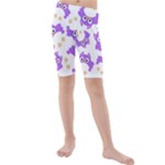 Purple Owl Pattern Background Kids  Mid Length Swim Shorts