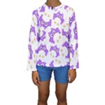 Purple Owl Pattern Background Kids  Long Sleeve Swimwear