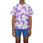 Purple Owl Pattern Background Kids  Short Sleeve Swimwear