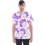 Purple Owl Pattern Background Men s Sport Mesh T-Shirt