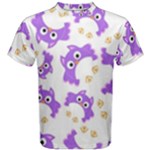 Purple Owl Pattern Background Men s Cotton T-Shirt