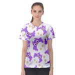 Purple Owl Pattern Background Women s Sport Mesh T-Shirt