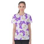 Purple Owl Pattern Background Women s Cotton T-Shirt
