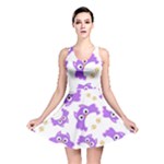 Purple Owl Pattern Background Reversible Skater Dress