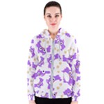 Purple Owl Pattern Background Women s Zipper Hoodie